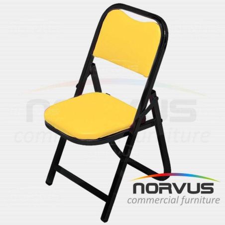 Silla infantil plegable acojinada en esmalte vinil amarillo