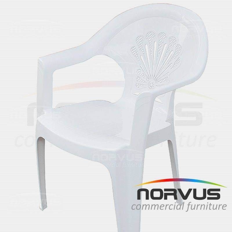 Silla de plastico con brazos Palermo blanco