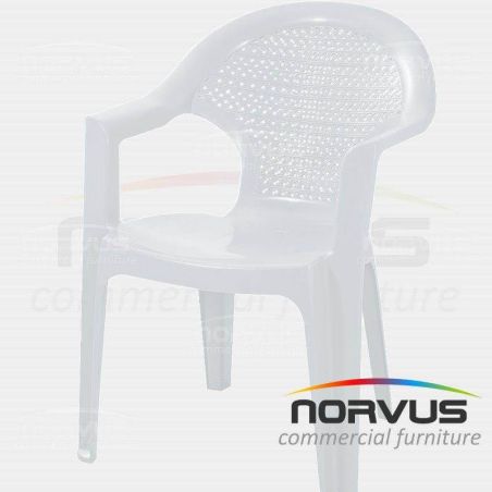 Silla de plastico con brazos Bolonia blanco