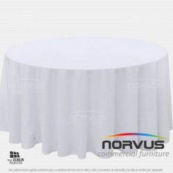 Mantel redondo largo 290cm tela Dublin blanco