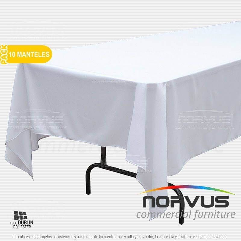 Pack - 10 x Mantel rectangular 300x150cm tela Dublin blanco