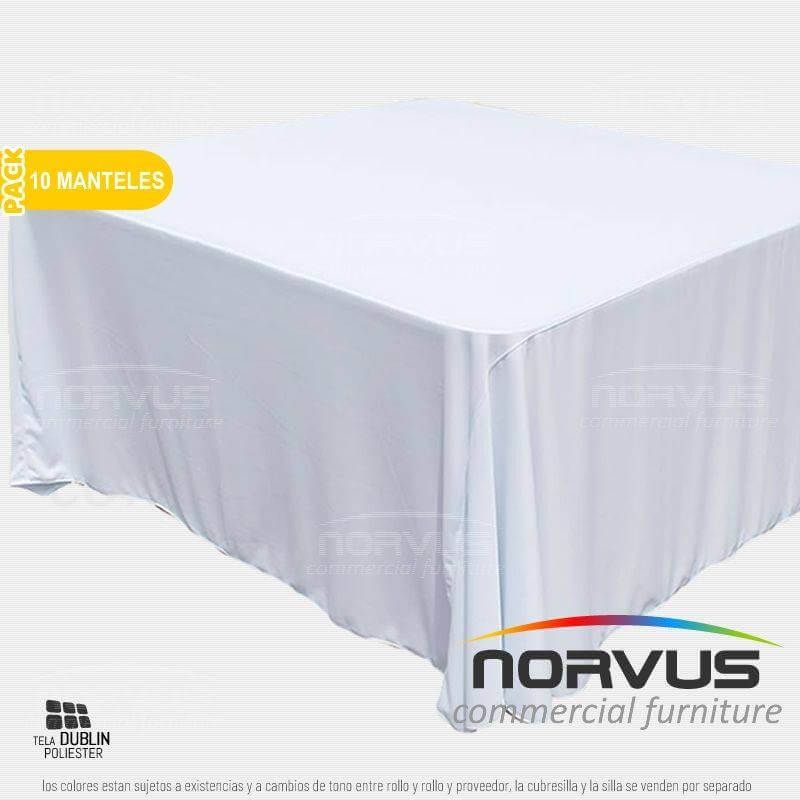 Pack - 10 x Mantel cuadrado 290x290cm tela Dublin blanco