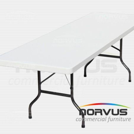  Pack - 5 tablones rectangular plastico inflado y 50 sillas plegables plastico negro