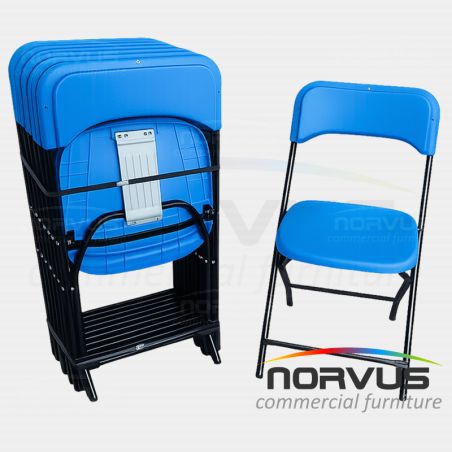 Silla plegable de plastico azul reforzada