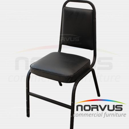 Pack - 50 x Silla apilable acojinada en esmalte vinil negro