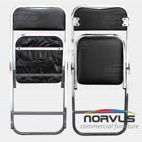  Silla plegable acojinada cromada vinil negro