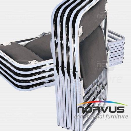  Silla plegable acojinada cromada vinil negro