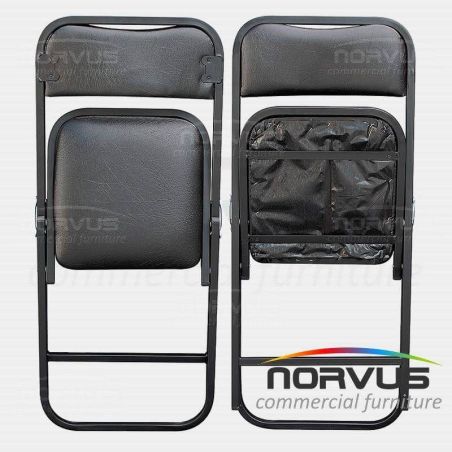  Silla plegable acojinada en esmalte vinil negro