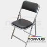Silla plegable acojinada refuerzo en respaldo cromada vinil negro