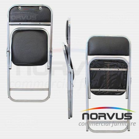  Silla plegable acojinada refuerzo en respaldo cromada vinil negro