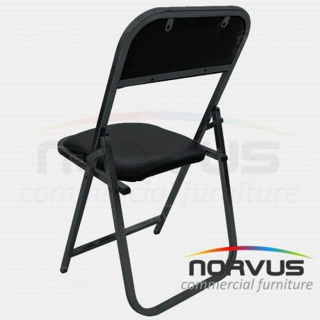 Silla plegable acojinada refuerzo en respaldo en esmalte vinil negro