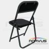 Silla plegable acojinada refuerzo en respaldo en esmalte vinil negro