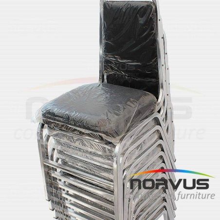  Silla apilable acojinada cromada vinil negro