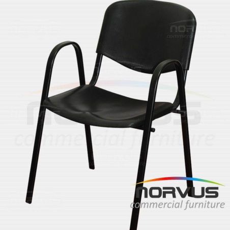 Silla de visita ISO con brazos de plastico negro
