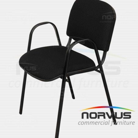 Silla de visita ISO con brazos acojinada tapiz tela negro