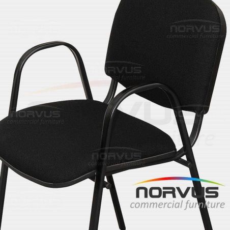  Silla de visita ISO con brazos acojinada tapiz tela negro