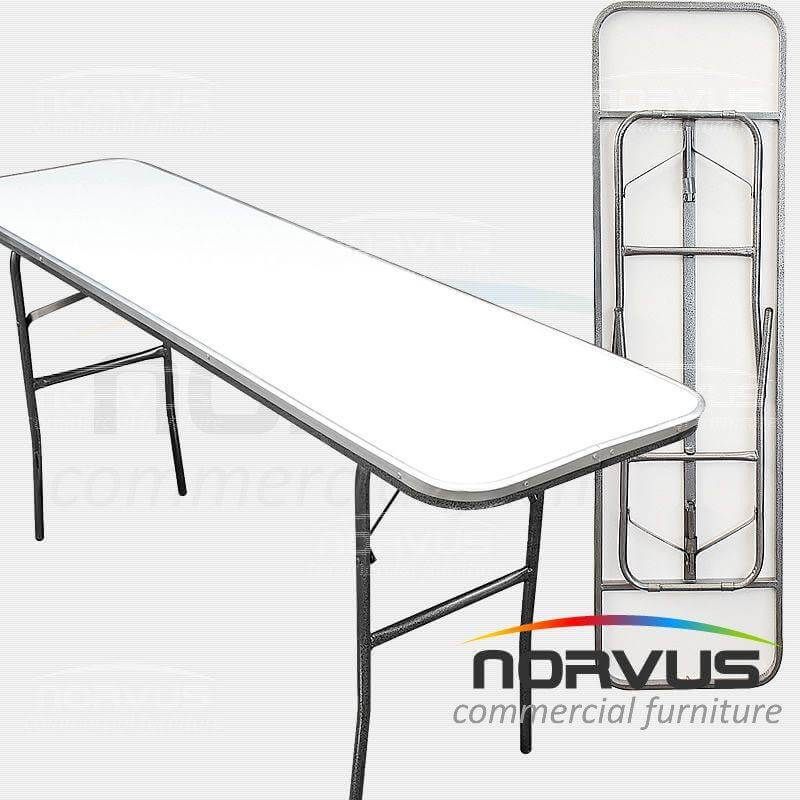 Mesa hotelera rectangular plegable 180x50 fibra de vidrio