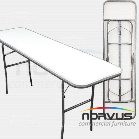 Mesa hotelera rectangular plegable 180x50 fibra de vidrio