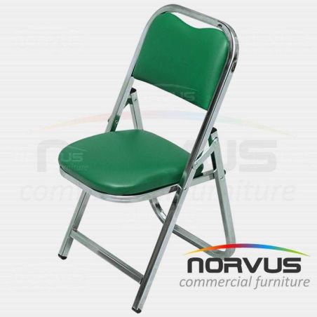 Silla infantil plegable acojinada en cromo vinil verde