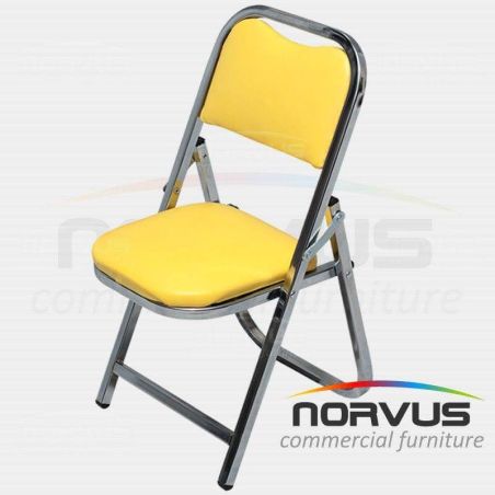 Silla infantil plegable acojinada en cromo vinil amarillo