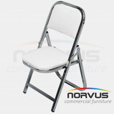 Silla infantil plegable acojinada en cromo vinil blanco