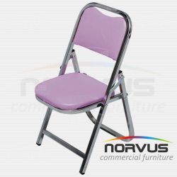Silla infantil plegable acojinada en cromo vinil lila
