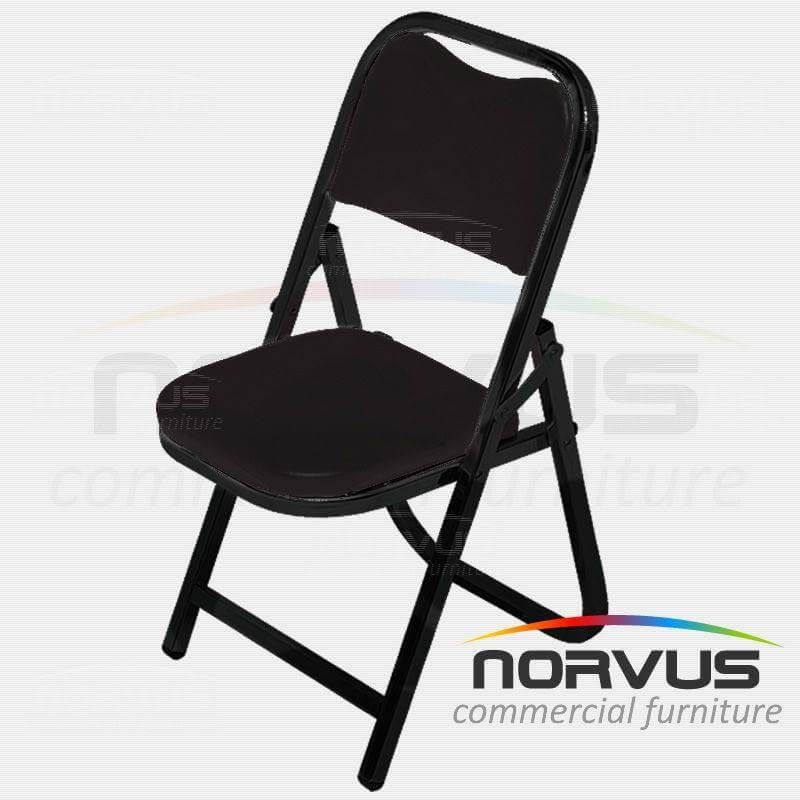 Silla infantil plegable acojinada en esmalte vinil negro