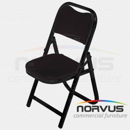 Silla infantil plegable acojinada en esmalte vinil negro