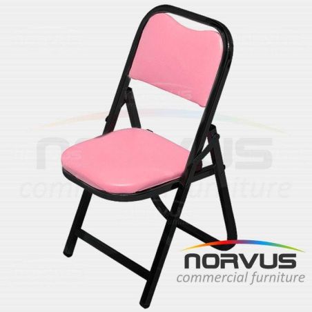 Silla infantil plegable acojinada en esmalte vinil rosa claro