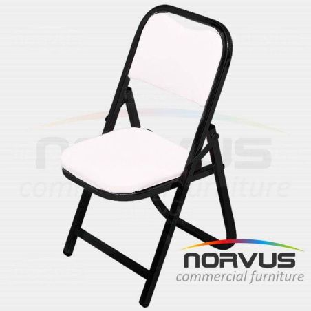 Silla infantil plegable acojinada en esmalte vinil blanco