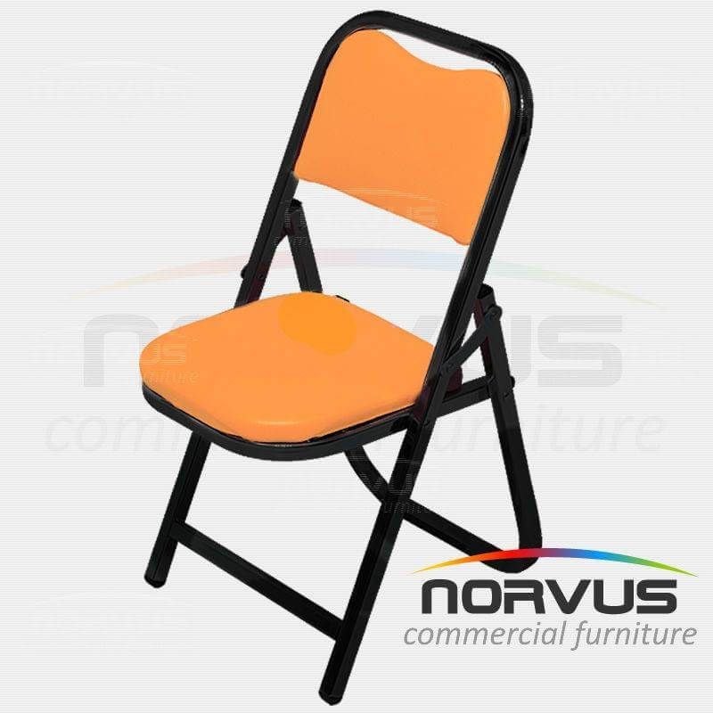 Silla infantil plegable acojinada en esmalte vinil naranja
