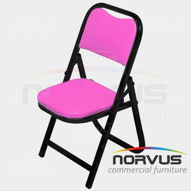 Silla infantil plegable acojinada en esmalte vinil fiusha