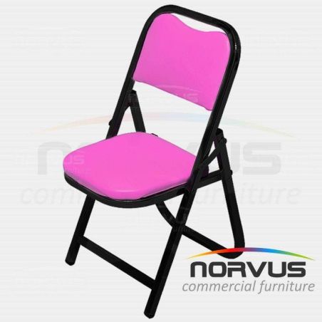 Silla infantil plegable acojinada en esmalte vinil fiusha