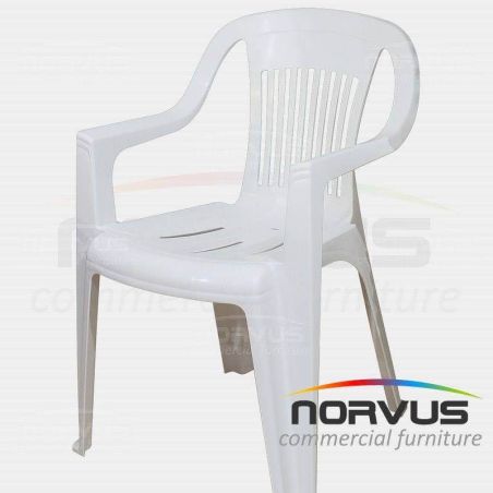 Silla de plastico con brazos Milan blanco