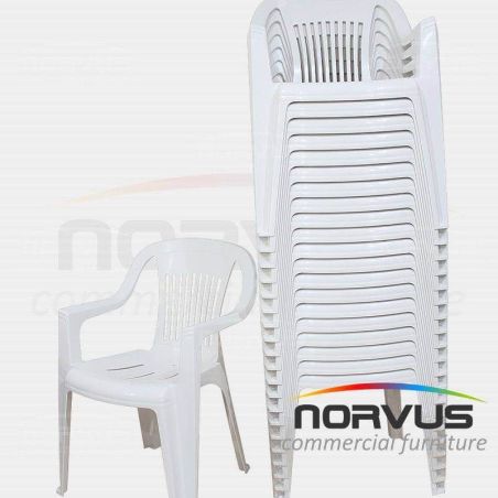  Silla de plastico con brazos Milan blanco