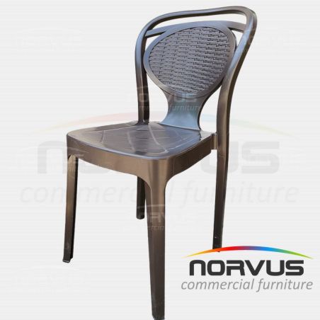 Silla de plastico Pisa sin brazos chocolate