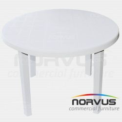 Mesa redonda de plastico blanca