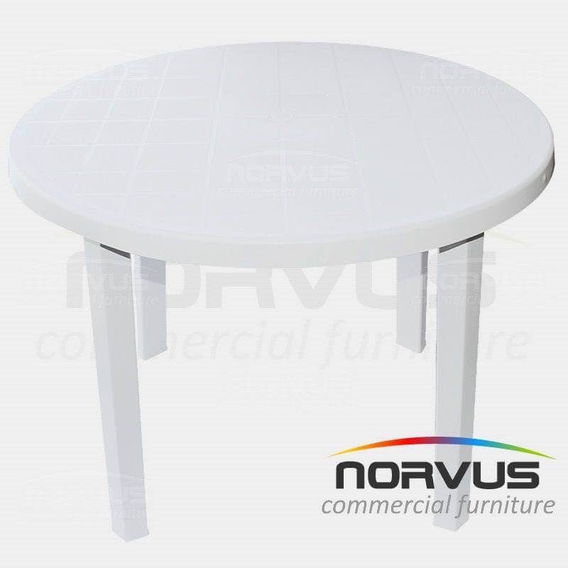 Mesa redonda de plastico blanca