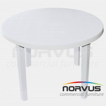 Mesa redonda de plastico blanca
