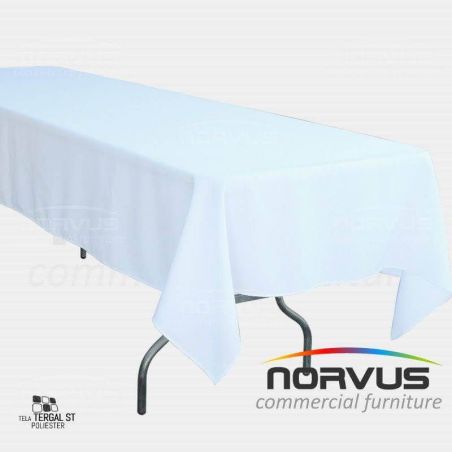 Mantel rectangular 300x150 economico tela Tafetan blanco