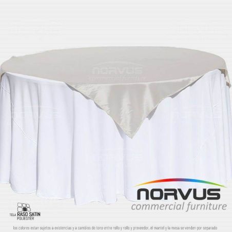 Cubremantel 150x150cm tela Satin color plata