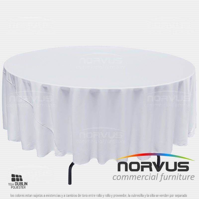 Mantel redondo corto 240cm tela Dublin blanco