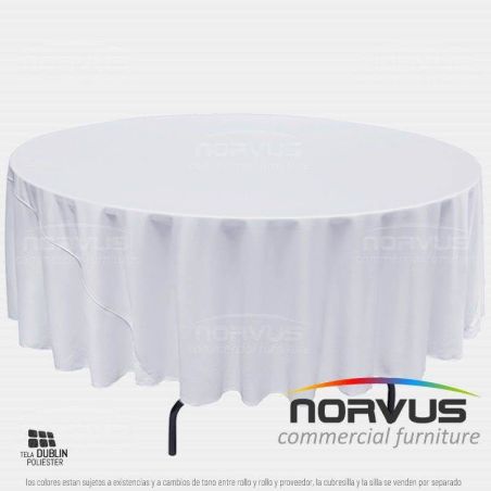 Mantel redondo corto 240cm tela Dublin blanco