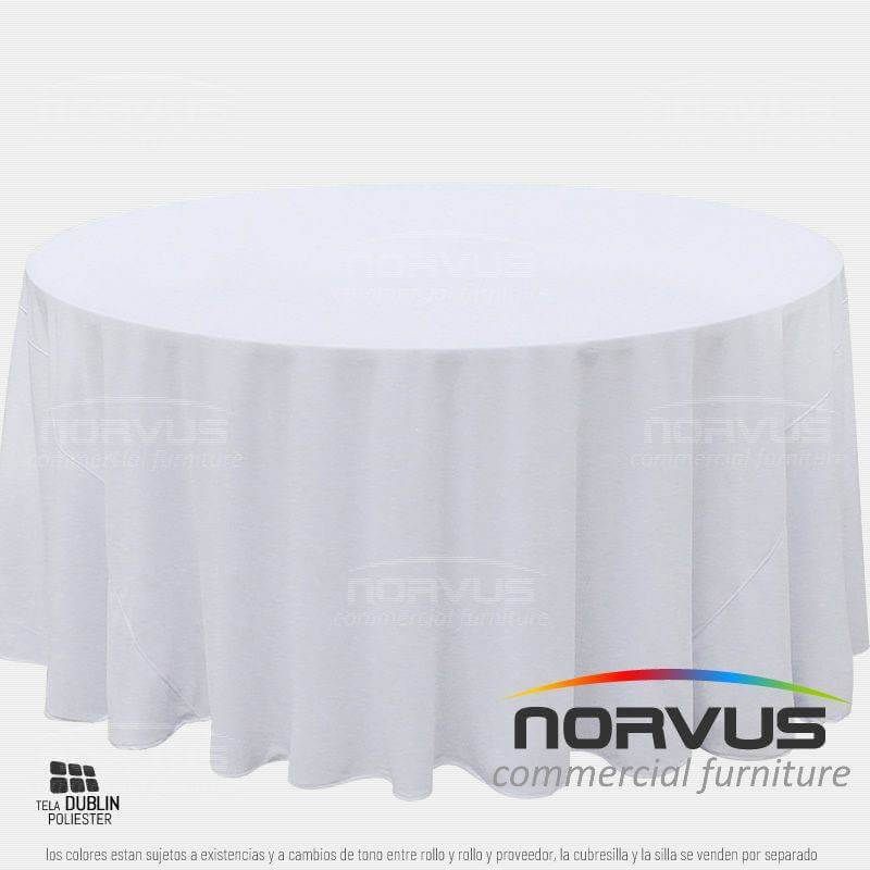 Mantel redondo largo 290cm tela Dublin blanco