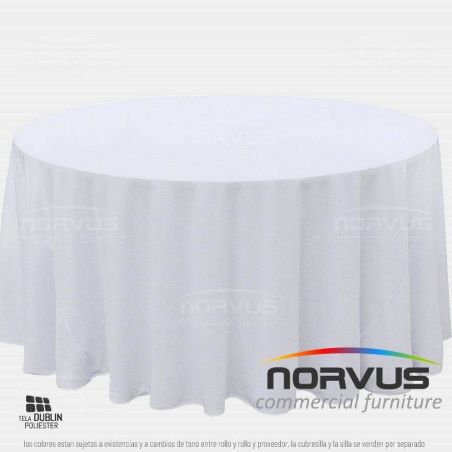 Mantel redondo largo 290cm tela Dublin blanco