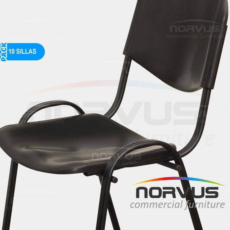 Pack - 10 x Silla de visita ISO de plastico negro