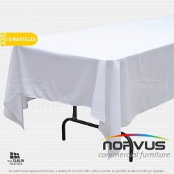 Pack - 10 x Mantel rectangular 300x150cm tela Dublin blanco