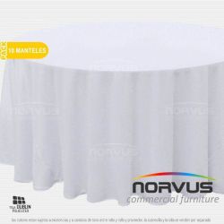 Pack - 10 x Mantel redondo largo 290cm tela Dublin blanco