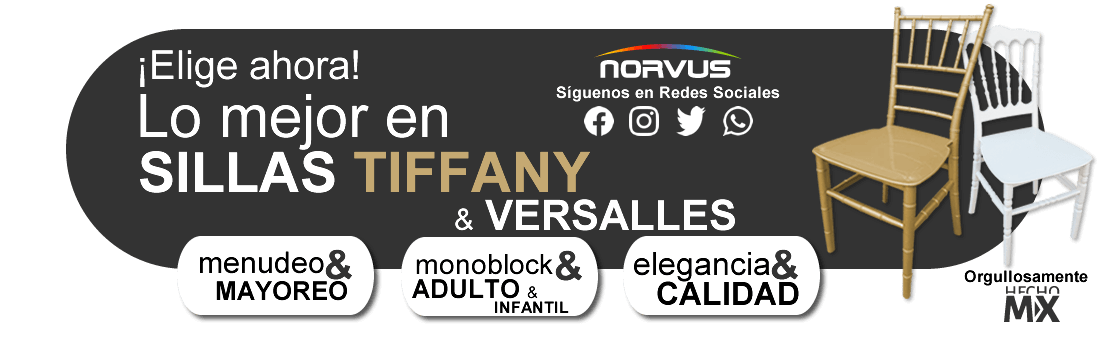 Sillas Tiffany y Versalles de plástico para eventos por mayoreo